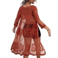 thumbnail image 4 of VISgogo Mujeres Playa Malla Cubrir, Traje de baño Smock Floral Impreso Encaje Abierto Kimono Verano Ropa de Playa VISgogo moda, 4 of 5