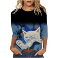 thumbnail image 1 of Blusa informal de manga larga con estampado de cuello redondo para mujer Fridja  hkj3305, 1 of 5
