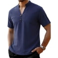 thumbnail image 2 of Plus Size Big & Tall Men's Summer Linen Cotton Short Sleeve Crewneck Loose Fit Casual Shirt Tops T-Shirt Solid Color Breathable Blouse Beach Vacation Hiking Outfits Modern, 2 of 5
