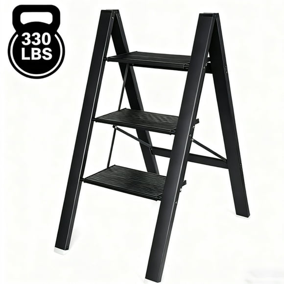 4 Step Ladder, Foldable Step Stool Aluminum Stepladder 330lbs Capacity