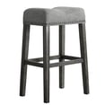 thumbnail image 5 of CoCo Gray Upholstered Saddle Bar Stools (Set of 2) - 29" Height, Wood Frame, Kitchen/Home. Weathered Wood Grain Finish, Comfortable Backless Design., 5 of 6