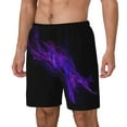 thumbnail image 5 of Mens Swim Trunks Black Purple Abstract Quick Dry Board Shorts with Compression Liner, 5 of 6