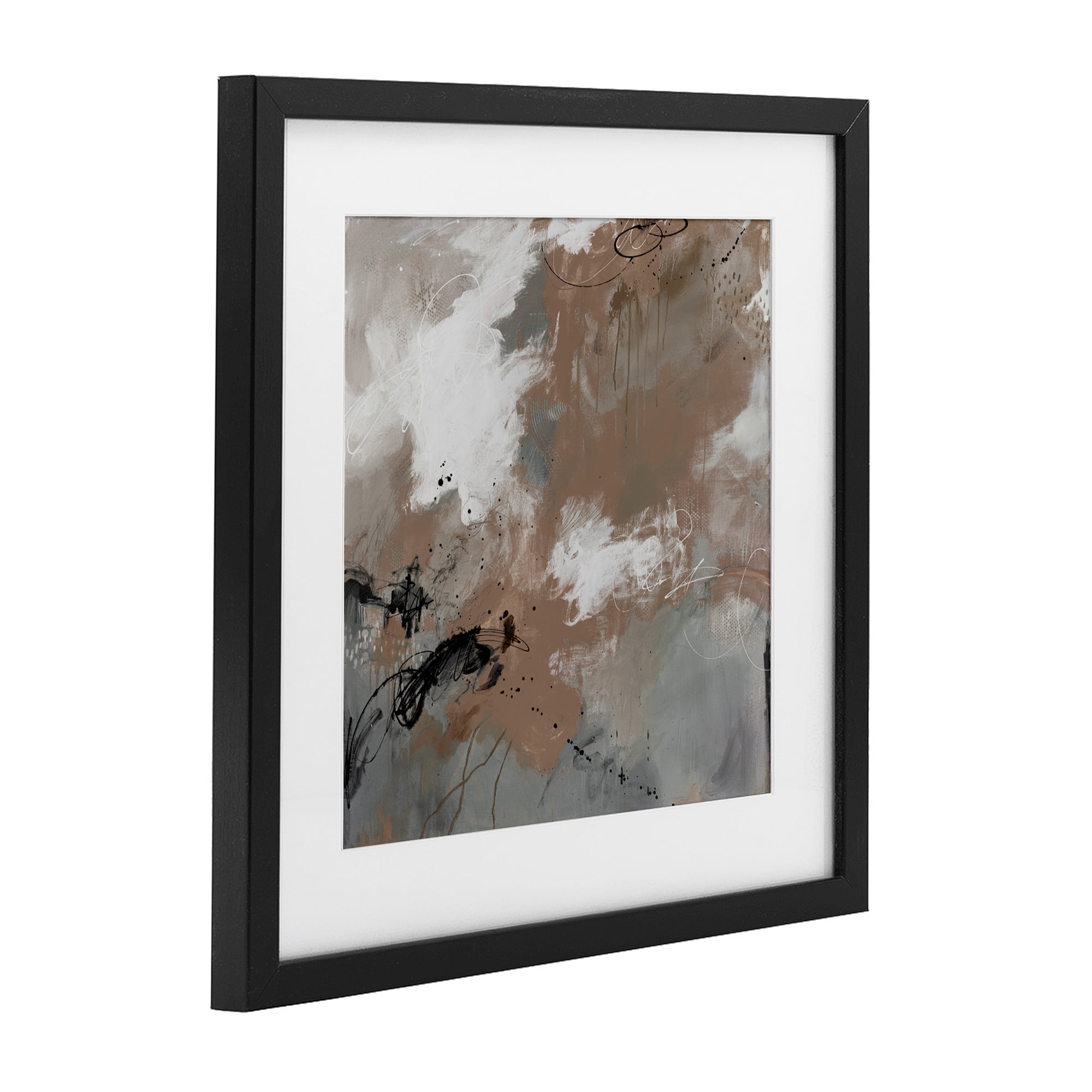 Stupell Industries Brown & Grey Brushwork Black Framed Print Under Glass, design by Ruth Fromstein