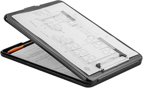 Tekola Plastic A4 Form Storage Box Case, Clipboard Case, Bulk clipboard Set Suitable for School, Utility, Industrial Office, Medical Personnel, Black, 12 Pack