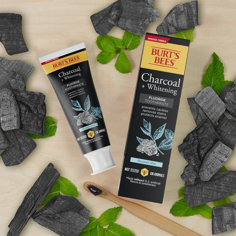 Burt's Bees Charcoal Toothpaste, Mountain Mint, 2-Pack, 4.7 oz Each photo 3
