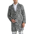thumbnail image 4 of INSPIRE CHIC Animal Printed Trench Coat for Men's Notched Lapel Classic Vintage Winter Overcoats XL Black White, 4 of 6