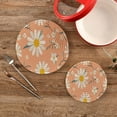 thumbnail image 2 of GZHJMY Beautiful Daisy Flower Placemats Set of 2, Woven Washers, Cotton, Round Large Pot Holder, Heat Resistant, for Pot Countertops, 2 of 5