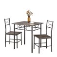 thumbnail image 3 of Aukfa 3-Piece Modern Dining Table Set, Square Table and 2 Chairs with Steel Frame - Gray, 3 of 8