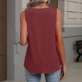 thumbnail image 6 of V Neck Sleeveless Tank Tops Women Plus Size Loose Fit Pleated Summer Casual Curved Hem Basic Shirts Wine XL, 6 of 6
