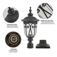 thumbnail image 3 of 24" Outdoor Post Lantern, 1-Pack Vintage Black Lamp Post Light with Bubble Glass, Waterproof Aluminum Exterior Lighting Fixture for Garden, Pathway, Yard, Driveway (Bulb Not Included), 3 of 9