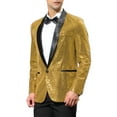 thumbnail image 4 of Lars Amadeus Men's Sequin Sport Coats Shawl Lapel One Button Wedding Shiny Blazer, 4 of 6