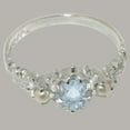 thumbnail image 6 of LBG British Made 925 Sterling Silver Aquamarine & Cultured Pearl ring Womens Anniversary Ring - 33 size options - Size 11.75, 6 of 9