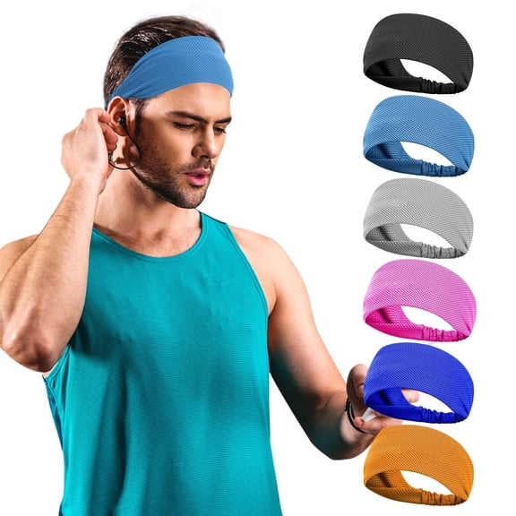 6 Pack Sport Headbands for Women and Men,Breathable,Moisture Wicking Cooling Workout Sweatbands Headbands for Yoga,Altheles,Running,Cycling,Football,Hairband