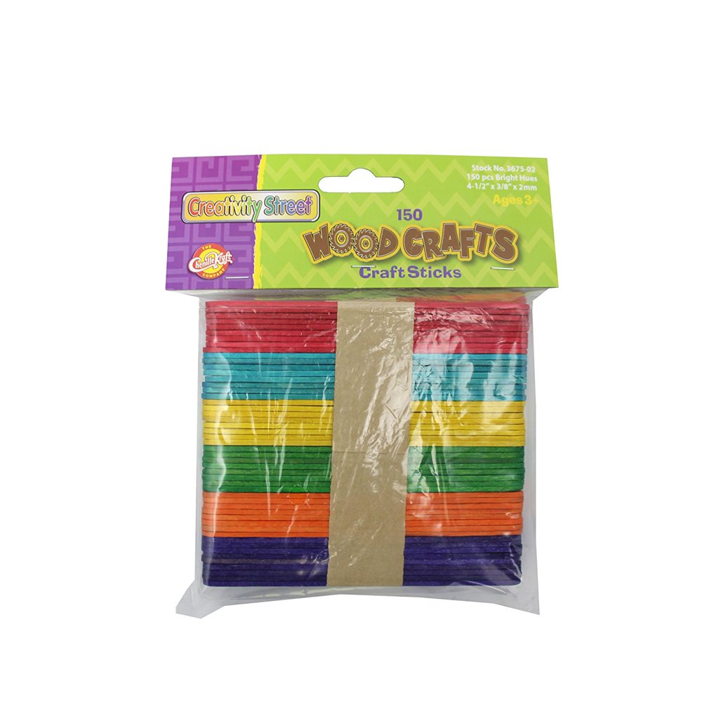 CK367502 Assorted Colored Wooden Craft Sticks, 4.1" Wide, 4.8" Length