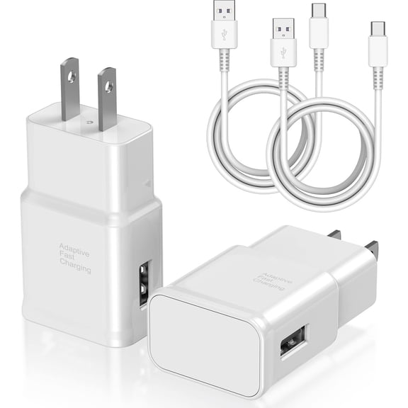 LujingZ 18W USB-C Fast Charging 2 Pack Android Phone Wall Charger Block with 6 ft Type-C Charge Cable, Compatible with Samsung Galaxy S25 S24 S23 S22 Plus Ultra, Google Pixel 9 8 7, Motorola, OnePlus