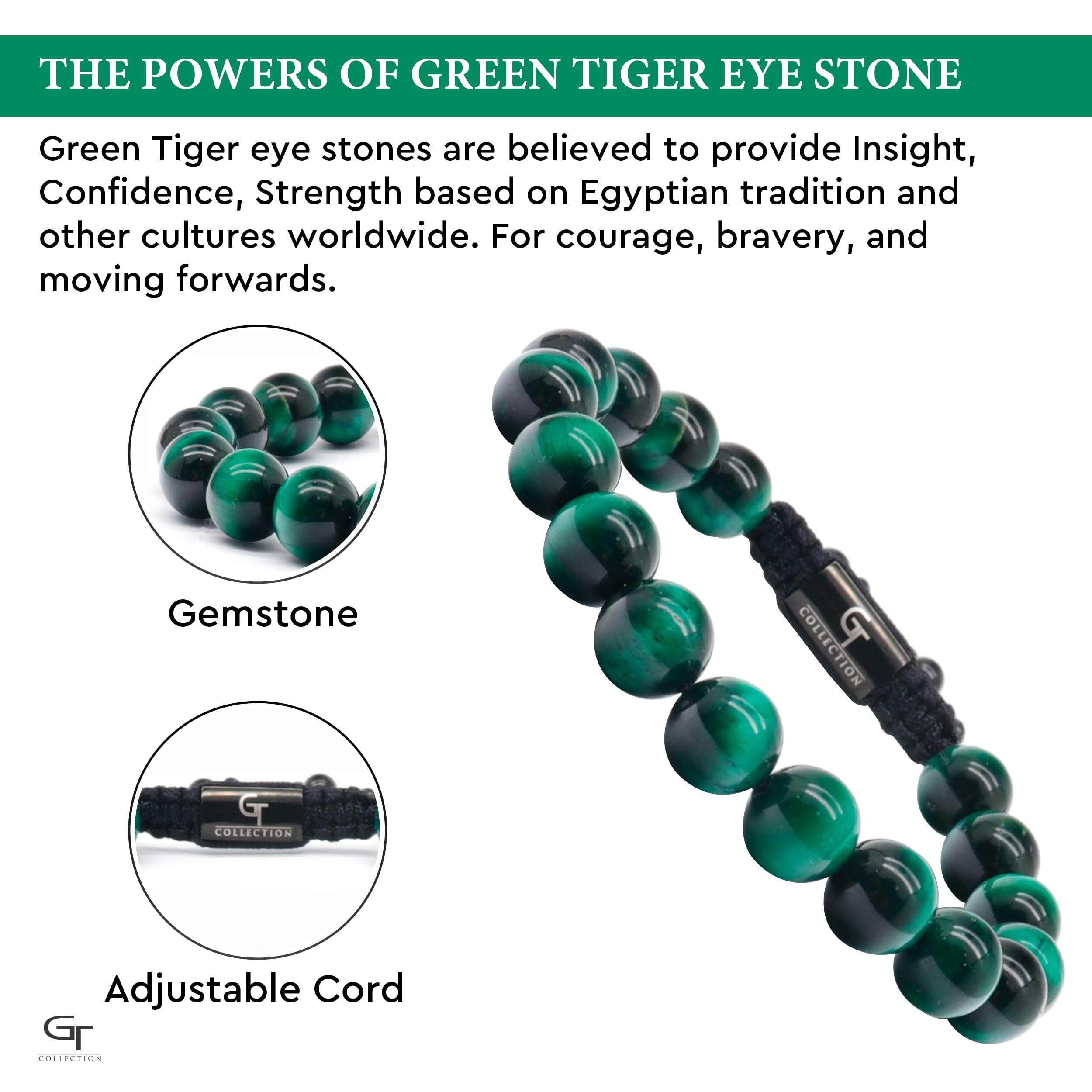 Men's GREEN TIGER EYE Beaded Bracelet | Gift for Men | One Size Fits All | 100% Natural | Gemstone Adjustable Bracelet