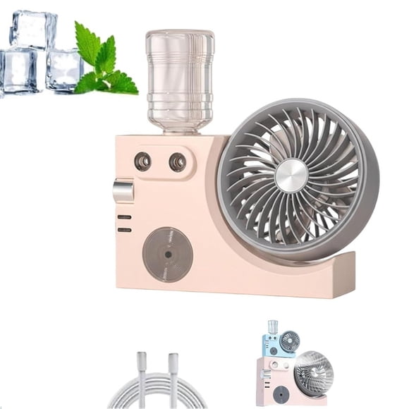 Ventilateur de Table Brumisateur Portable USB Rechargeable Mini de Bureau, Refroidissement, Circulation d'Air avec Vaporisateur de Brume pour Bureau, Maison, Dortoir, Été, Rose, 1 Pce