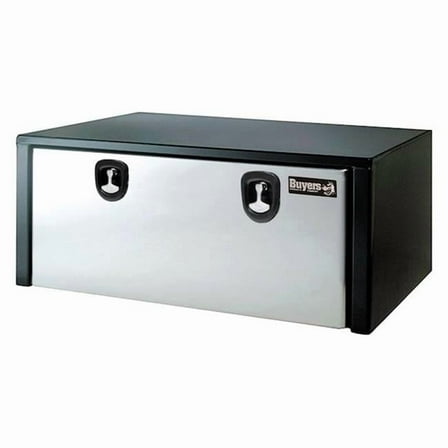 Buyers Products  18 x 18 x 48 in. Polished Stainless Steel Single Drop Door Underbody Tool Box, Black