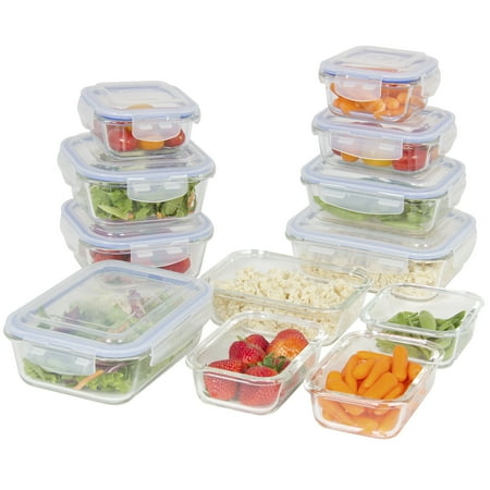 - Best Choice Products 24-Piece All-Purpose Airtight Assorted Glass Food Preserving Storage Container Set w/ BPA-Free Lids, 5 Sizes - Clear