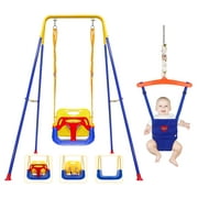 FirstAsk 2-in-1 Toddler Swing and Baby Jumper, Swing Set for Indoor Outdoor Fun