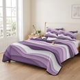 thumbnail image 2 of Twin Quilt Set 68''x86'', Purple Ombre Lightweight Summer Bedspread Coverlet Set with 2 Pillow Shams, Modern Geometric Moire Abstract Art Breathable All Season Quilt Bedding for Dorm/Bedroom, 2 of 9