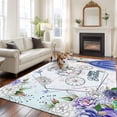 thumbnail image 2 of Area Rug for Living Room, Happy Birthday Non-Slip Indoor Ex Large Carpet for Bedroom/Dining Room, Purple Dress Crown Carriage Flowers Butterfly Washable Low-Profile Floor Runner Rugs - 8 x 10 Ft, 2 of 8
