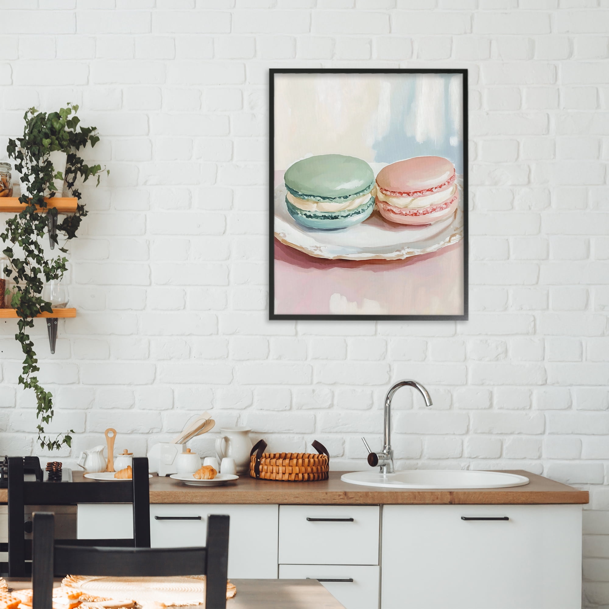 Stupell Industries Pastel Macarons on Plate Black Framed Giclee Art, design by The Prints Vibe