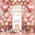 thumbnail image 1 of Juego de fiesta de cumpleaños con globos oro rosa con globos oro rosa, una pancarta y cortinas de papel de aluminio, es la decoración perfecta para fiestas de cumpleaños y de mayoría de edad, 1 of 3
