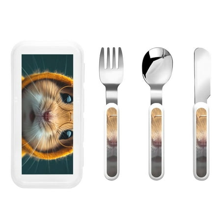 

Easygdp Modern Yellow Sweater Guinea Pig 3-Piece Flatware Set Kids Silverware Stainless Steel Toddler Kids Utensils Safe for Preschooler Children