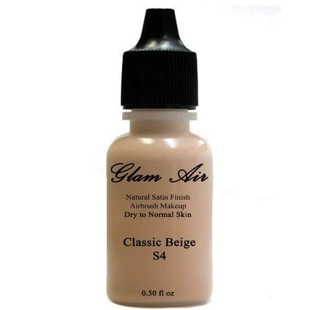 Large Bottle Airbrush Makeup Foundation Satin S4 Classic Beige Water-based Makeup Lasting All Day 0.50 Oz Bottle By Glam