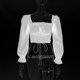 thumbnail image 2 of Retro Crop Tops Puff manga Lolita corsé cinturo vendaje camiseta pulóveres manga larga Boho para primavera viaje graduación Cosplay mujer blanco Yinane Tops cortos Puff Sheeve, 2 of 5
