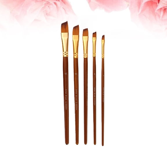 PENIKOKO 5Pcs Angled Paint Brush Nylon Hair for Artists Gouache in Parades and Fairs Back to School