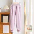 thumbnail image 5 of ZXLBBD Girl's Elastic Waist Joggers Sweatpants with Embroidery Design Loose Fit Sporty Trousers for Big Kids Fall Durable Casual Outdoor,Light Purple,Size 5 Y-6 Y, 5 of 5