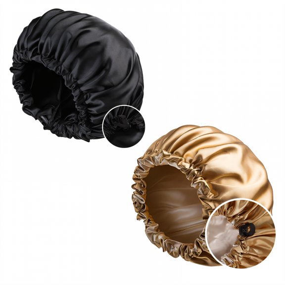 TELOLY 2Pcs Silk Bonnet for Sleeping,Smooth Satin Fabric Hair Bonnet for Sleeping,Multifunctional for Showering Hair Care and Sleeping Satin Bonnet,Multicolor8,OneSize
