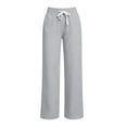 thumbnail image 6 of Sweatpants for Women High Waisted Cotton Linen Drawstring Elastic Waist Trousers with Pockets for Streetwear Casual Outings, 6 of 6