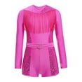 thumbnail image 4 of Miutii Kids Girls Fringe Sequin Gymnastics Leotard Long Sleeve One Piece Unitard Tassel Ballet Dance Biketard Hot Pink 16, 4 of 7