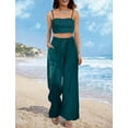 thumbnail image 2 of Women Summer Palazzo Pants High Waist Wide Leg Floral Casual Cotton Lounge Trousers with Pockets, 2 of 9