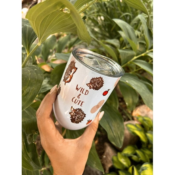 Hedgehog 12oz Wine Tumbler, Outdoor Mug, Thermos 12oz Tumbler, Stainless Steel Wine Tumbler