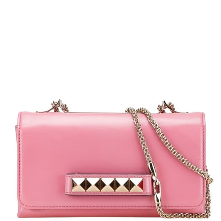 Pre-Owned Valentino Studded Shoulder Bag in Pink Leather for Women (Good)
