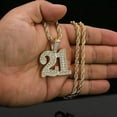 thumbnail image 3 of Hip Hop Iced Gold Plated Cubic Zirconia SAVAGE 21 Pendant & 4mm 24" Rope Chain Men's Necklace, 3 of 6