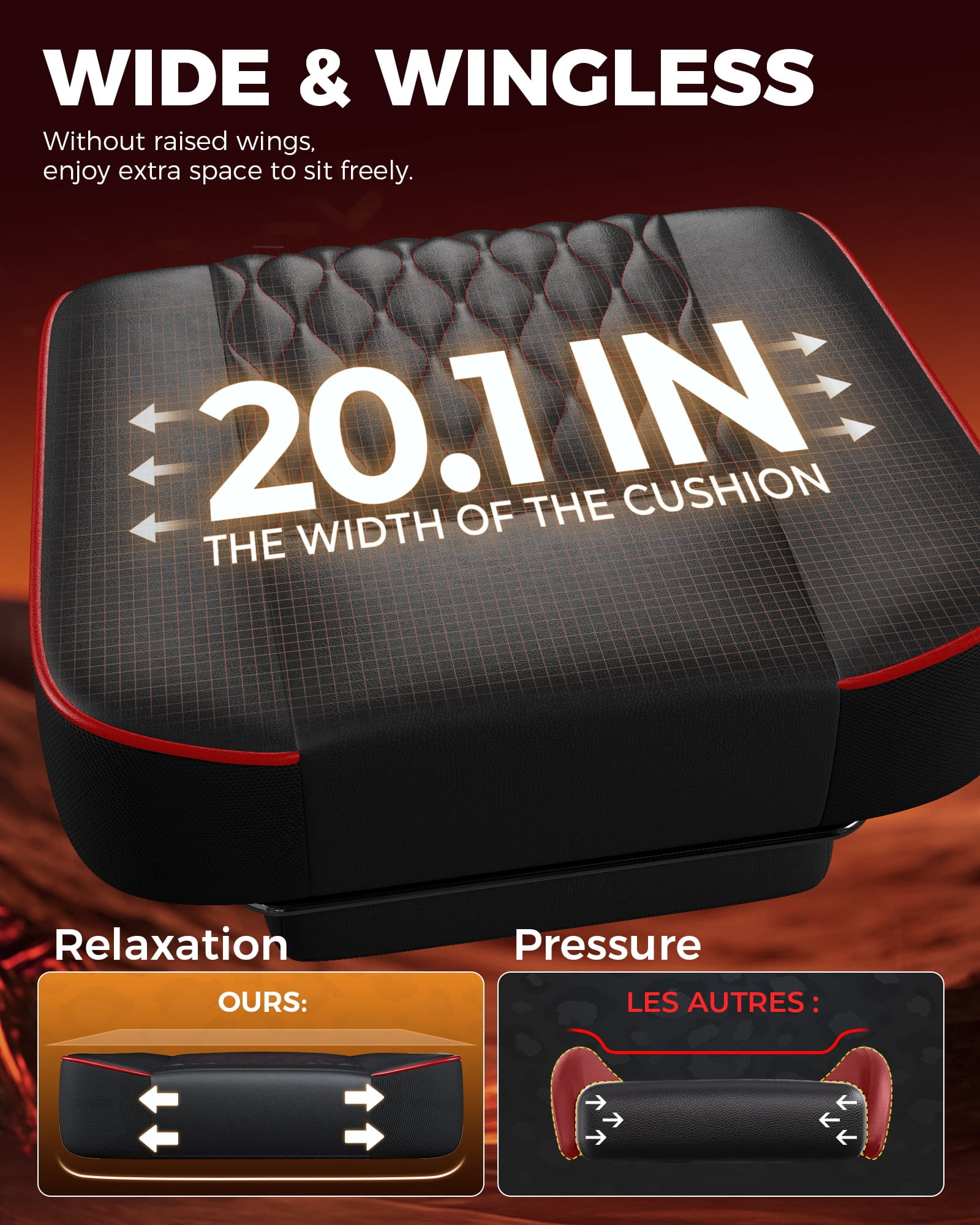 GTPLAYER Ergonomic Gaming Chair with Footrest and Lumbar Support, BlackRed