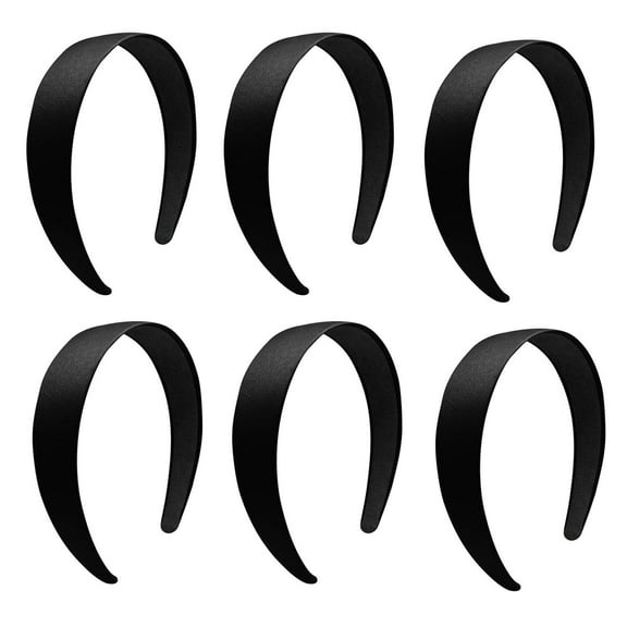 1.2 Inch Satin Hard Antiskid DIY Hair Headbands for Ladies and Girls, Black