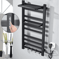 thumbnail image 4 of Black Heated Towel Rack Bathroom Towel Warmer Wall Mount Electric Towel Bar Set with Digital Display, 4 of 26