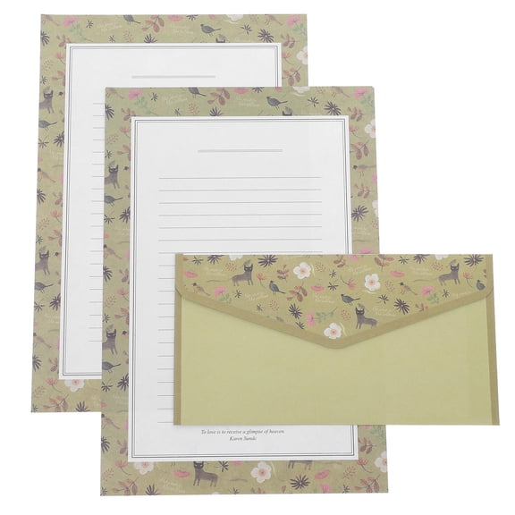 HEMOTON 1 Set Lined Stationery Writing Paper and Envelopes Set Vintage Floral Letter Writing Kit with Envelopes for Invitations and Notes