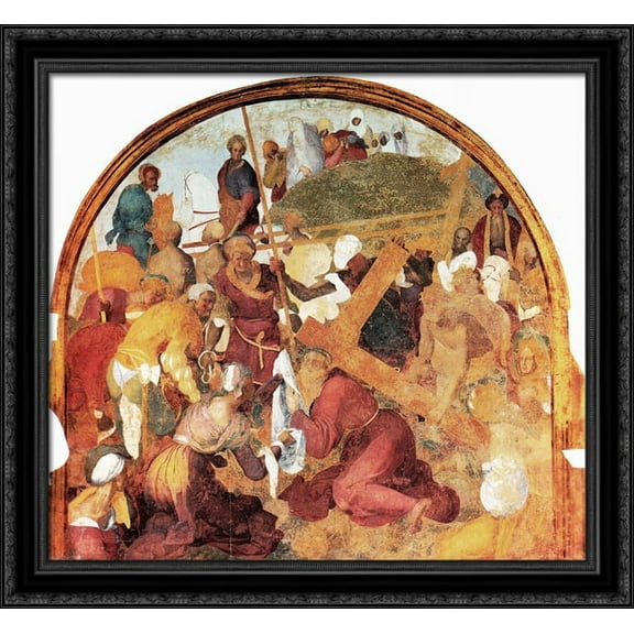 The Ascent to Calvary 30x28 Large Black Ornate Wood Framed Canvas Art by Jacopo Pontormo