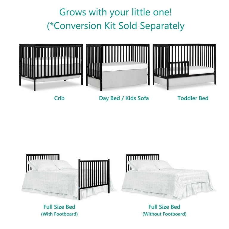 Dream On Me Ashton 5in1 Convertible Crib In Black,
