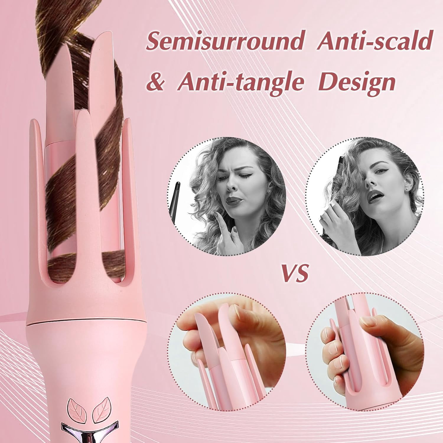 Automatic Hair Curler with 4 Temperature Settings, Auto-Rotating Ceramic Curling Iron with Anti-Tangle & Anti-Scald Design