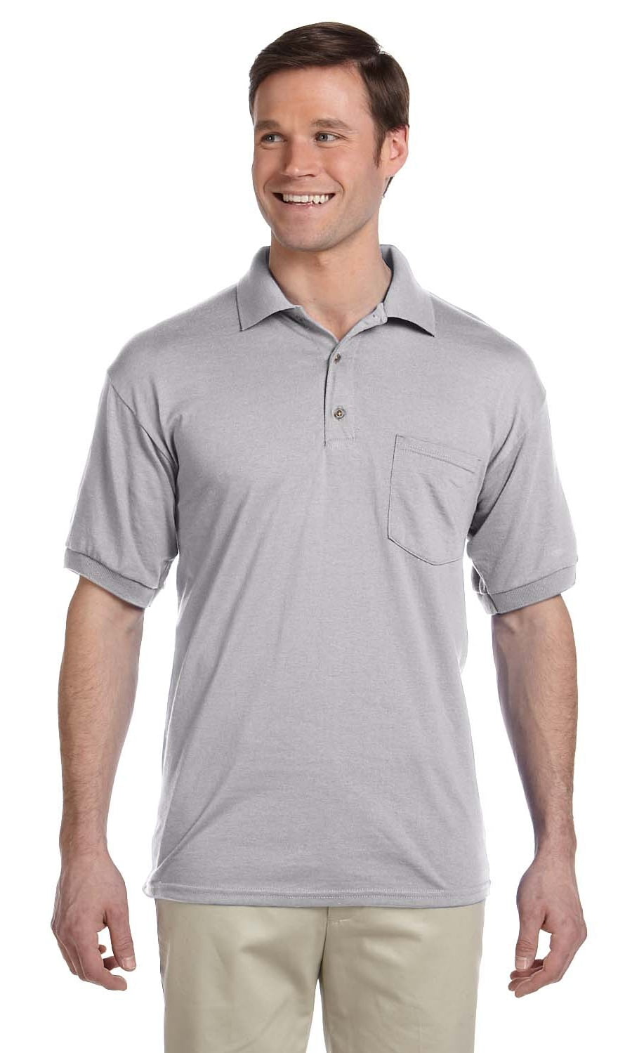Gildan - The Gildan Adult 6 oz, 50/50 Jersey Polo Shirt with Pocket - SPORT GREY - S - Walmart 