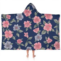 Pioneer Flower Floral Print Pattern Hooded Bath Towel,50"x30" for Ages 3 To 12 Kids, Quick Dry Lightweight Soft Microfiber Hood Beach Towel Cover Up for Kids