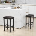 thumbnail image 3 of Patiojoy Upholstered Bar Stools Set of 2 Counter Height Stools with Button-tufted PVC Leather Seat & Sturdy Footrests Brown & Black, 3 of 7
